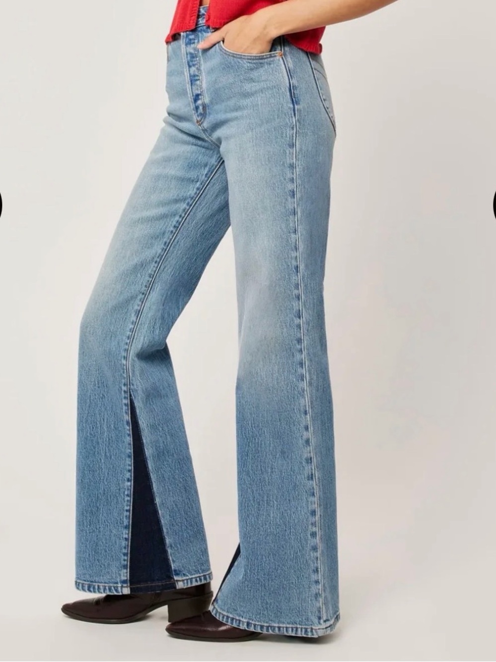 ROLLA'S Two-Tone Split Patchwork Denim Eastcoast Flare Jeans 30